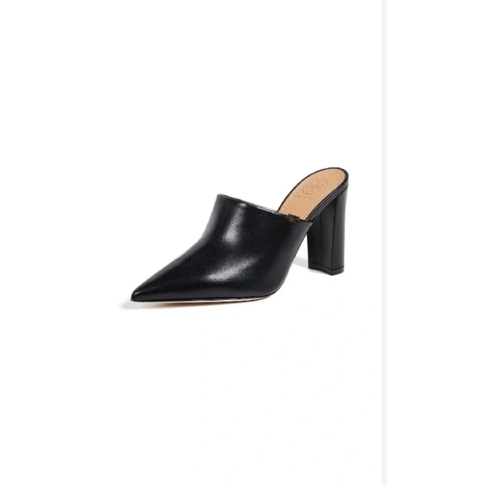 Tory Burch Penelope Black Mule Pumps Pointed Toe‎ Shoes in Black Size 10 369$